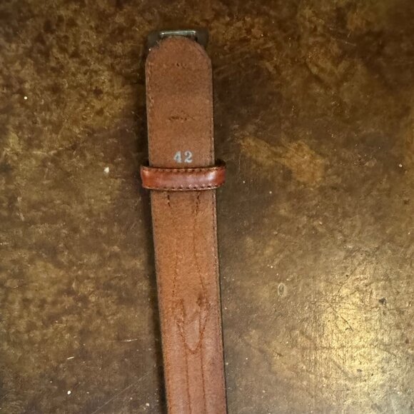 Orvis Men’s Surcingle Belt Size 42 Brown Leather Trim Green Stripe - Picture 2 of 7